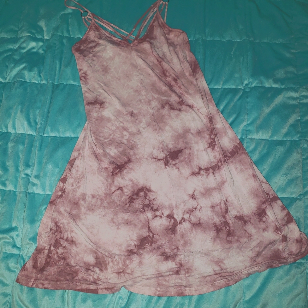 Strappy pink tie dye beach cover up American eagle